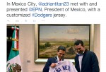Adrian Gonzalez presented Mexico President Enrique Pena Nieto with a customized Dodgers jersey