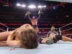 Randy Orton stands over Daniel Bryan & John Cena