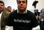 Enrique Morones of Border Angels, an organization which put rescue stations along the US/Mexico border to help illegal immigrants to survive the extreme hot and cold weather, listens during a rally on Capitol Hill March 11, 2009 in Washington, DC. The ral